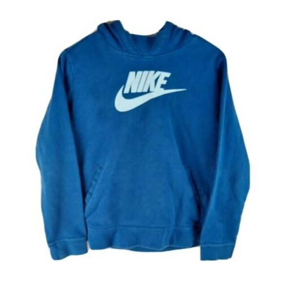 Nike Hooded Sweatshirt Hoodie Spell Out Center Swoosh Youth XL Womens Small Blue - Picture 1 of 7